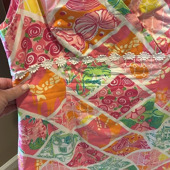 Lilly Pulitzer Sleeveless Floral Multicolor Dress, sz 6, pink/green/white/orange - Picture 4 of 9